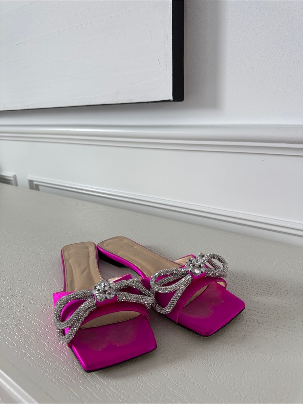 Mach Mach Women’s Hot Pink Embellished Slide Sandals